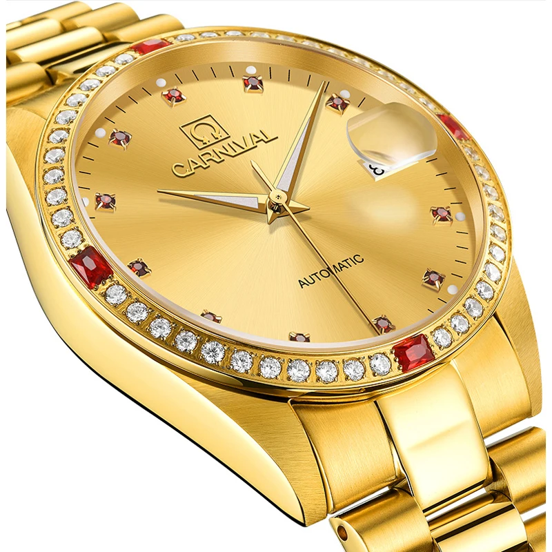 CARNIVAL Brand Mens Mechanical Watch Luxury Gold Sapphire Calendar Automatic Movement Wristwatch Waterproof for Men Montre Homme
CARNIVAL Brand Mens Mechanical Watch Luxury Gold Sapphire Calendar Automatic Movement Wristwatch Waterproof for Men Montre Homme