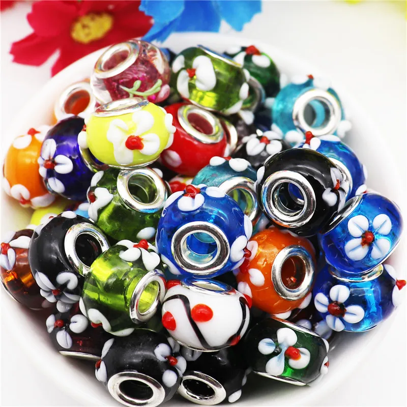 10Pcs Wholesale Lot Large Hole Glass Flower Murano Spacer Beads Charms Fit Pandora Bracelet Necklace Women Jewelry Gift Craft
10Pcs Wholesale Lot Large Hole Glass Flower Murano Spacer Beads Charms Fit Pandora Bracelet Necklace Women Jewelry Gift Craft