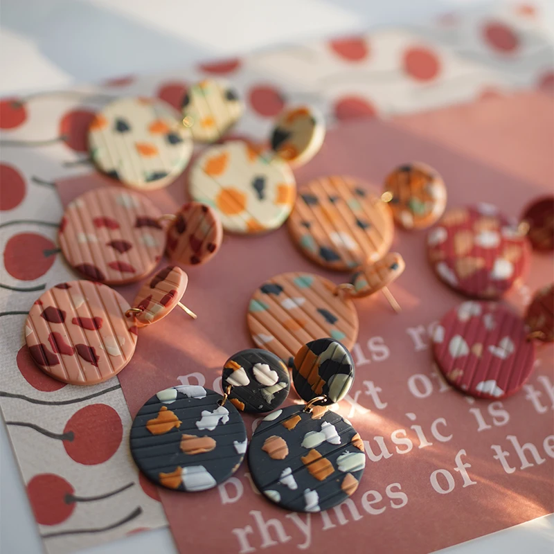 Stone Effect Marble Strips Disc Dots Pendant Multi Colors Abstract Handmade Polymer Clay Earrings Dangle Sets Women Jewelry
Stone Effect Marble Strips Disc Dots Pendant Multi Colors Abstract Handmade Polymer Clay Earrings Dangle Sets Women Jewelry