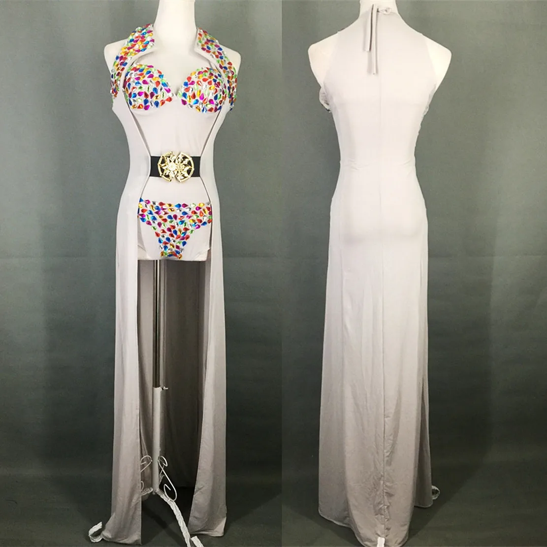Colorful Rhinestones Long Cloak Bodysuit 2-piece Nightclub DJ Singer Performance Clothes Festival Party Bar Dancer Stage Costume
Colorful Rhinestones Long Cloak Bodysuit 2-piece Nightclub DJ Singer Performance Clothes Festival Party Bar Dancer Stage Costume