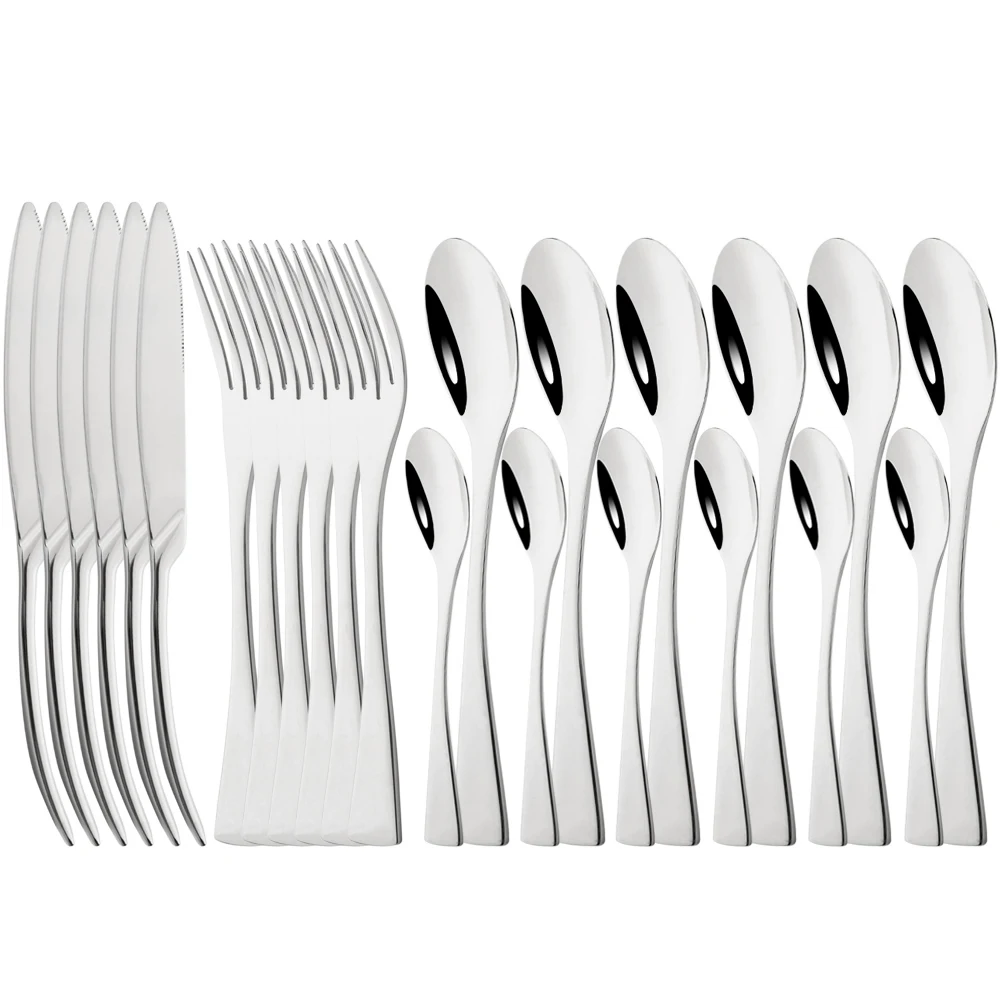 304 Mirror Dinnerware Cutlery Set Stainless Steel Sharp Dinner Knives Forks Tea Spoons Tableware 24pcs Kitchen Silverware Set
304 Mirror Dinnerware Cutlery Set Stainless Steel Sharp Dinner Knives Forks Tea Spoons Tableware 24pcs Kitchen Silverware Set