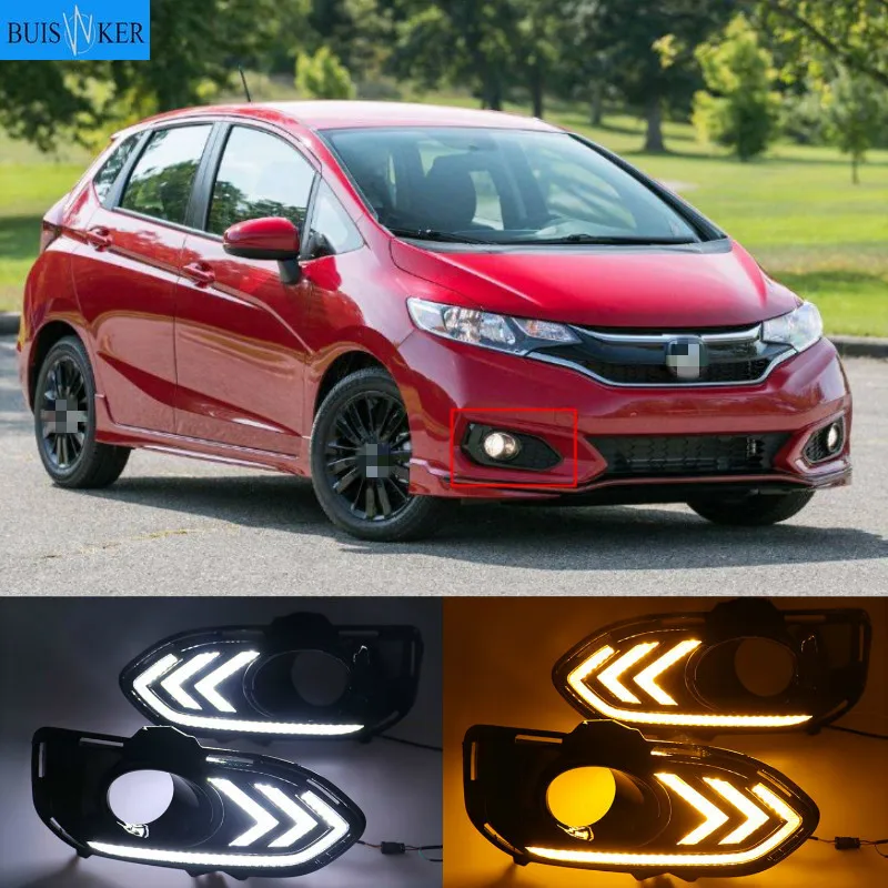 2pcs For Honda jazz fit 2018 2019 LED DRL Daytime Running Lights Daylight Fog Lamp Cover With Turn signal lamp
2pcs For Honda jazz fit 2018 2019 LED DRL Daytime Running Lights Daylight Fog Lamp Cover With Turn signal lamp