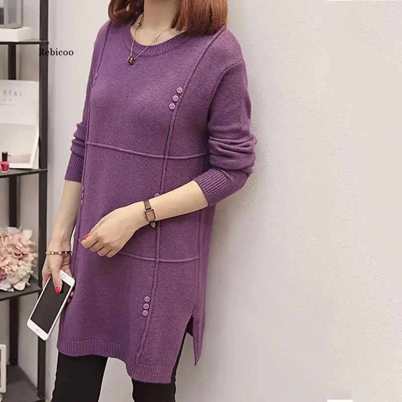 Women Casual Pullovers Long Sweater Winter Autumn Slim Jumpers O-Neck Wine Red Thick Pull Femme
Women Casual Pullovers Long Sweater Winter Autumn Slim Jumpers O-Neck Wine Red Thick Pull Femme