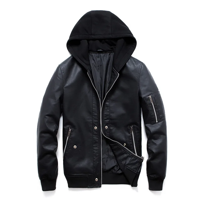 Novel New Leather Jacket Men Knitted Hooded PU Coats Slim Fit Trend Men's Leather Jacket Jaqueta De Couro Masculina
Novel New Leather Jacket Men Knitted Hooded PU Coats Slim Fit Trend Men's Leather Jacket Jaqueta De Couro Masculina