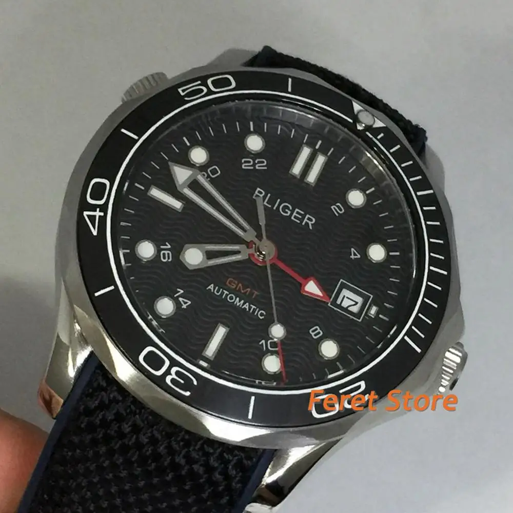 BLIGER 41mm top Men's Watch Silver case blue dial GMT Movement Date Window Sapphire Glass Luminous Automatic Wristwatch b138
BLIGER 41mm top Men's Watch Silver case blue dial GMT Movement Date Window Sapphire Glass Luminous Automatic Wristwatch b138