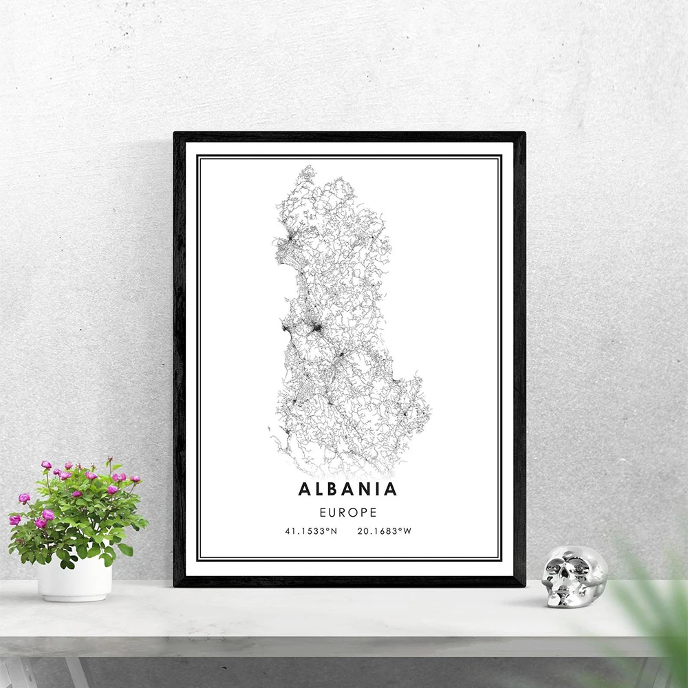 Prints Albania Country City Map Poster Modern Canvas Painting Wall Art For Living Room Home Decor
Prints Albania Country City Map Poster Modern Canvas Painting Wall Art For Living Room Home Decor