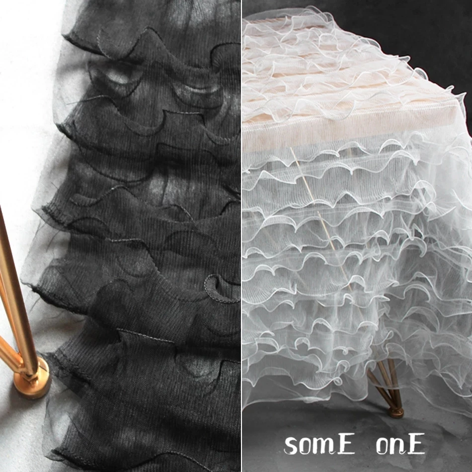Big Wave Layers Mesh Tulle Fabric Black White DIY Patchwork Decor Lace Skirt Gown Wedding Dress Clothes Designer Fabric
Big Wave Layers Mesh Tulle Fabric Black White DIY Patchwork Decor Lace Skirt Gown Wedding Dress Clothes Designer Fabric