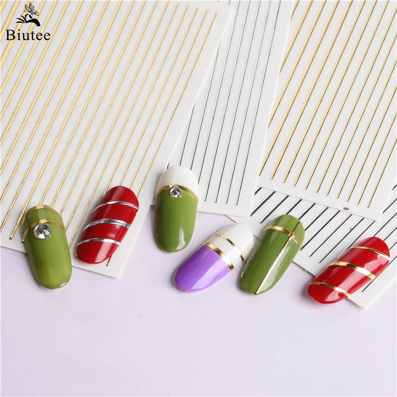 Biutee 1Pc Gold 3D Nail Sticker Stripe Lines Nails Stickers DIY Nail Art Stickers Decals Silver Striping Nail Art Decorations
Biutee 1Pc Gold 3D Nail Sticker Stripe Lines Nails Stickers DIY Nail Art Stickers Decals Silver Striping Nail Art Decorations