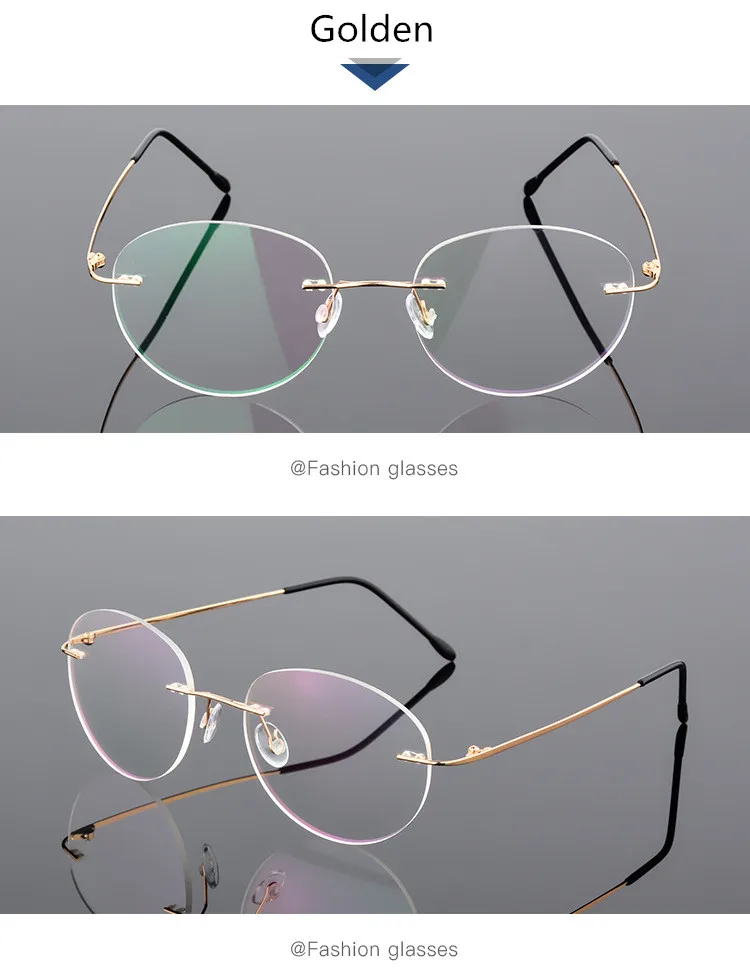 Titanium Alloy Framless owalne okulary dla osób z krótkowzrocznością wykończone kobiety mężczyźni ultralekki okulary korekcyjne bez oprawek 0 -0.5 -0.75 To -6.0 28 H68b3b8fbc616427bb1272449aa9466e8N