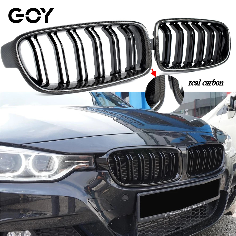 Carbon Fiber Gloss Black Front Bumper Kidney Radiator Grille for BMW 2012 - 2018 F30 3-series Sedan, F31 Estate (Not Fit for M3)
Carbon Fiber Gloss Black Front Bumper Kidney Radiator Grille for BMW 2012 - 2018 F30 3-series Sedan, F31 Estate (Not Fit for M3)