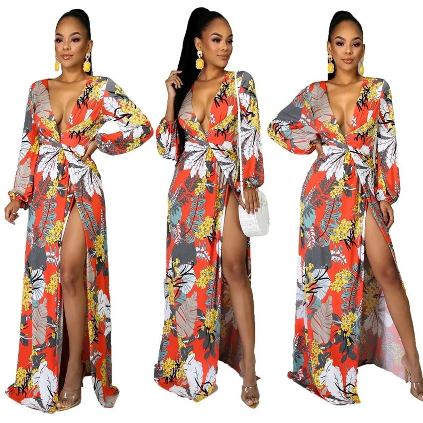 2022 Women Summer Long Maxi Dress Full Sleeve Floral Print Sexy African Dress Beach Bohe Female Dresses Elegant Vestidos
2022 Women Summer Long Maxi Dress Full Sleeve Floral Print Sexy African Dress Beach Bohe Female Dresses Elegant Vestidos