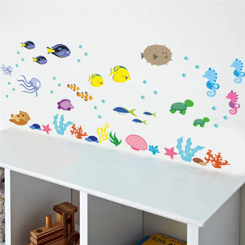 Настенные стикеры Sealife с рыбами для украшения ванной комнаты, мультяшная роспись, искусство «сделай сам», домашняя наклейка под водой, декоративный плакат, детский плакат
Настенные стикеры Sealife с рыбами для украшения ванной комнаты, мультяшная роспись, искусство «сделай сам», домашняя наклейка под водой, декоративный плакат, детский плакат