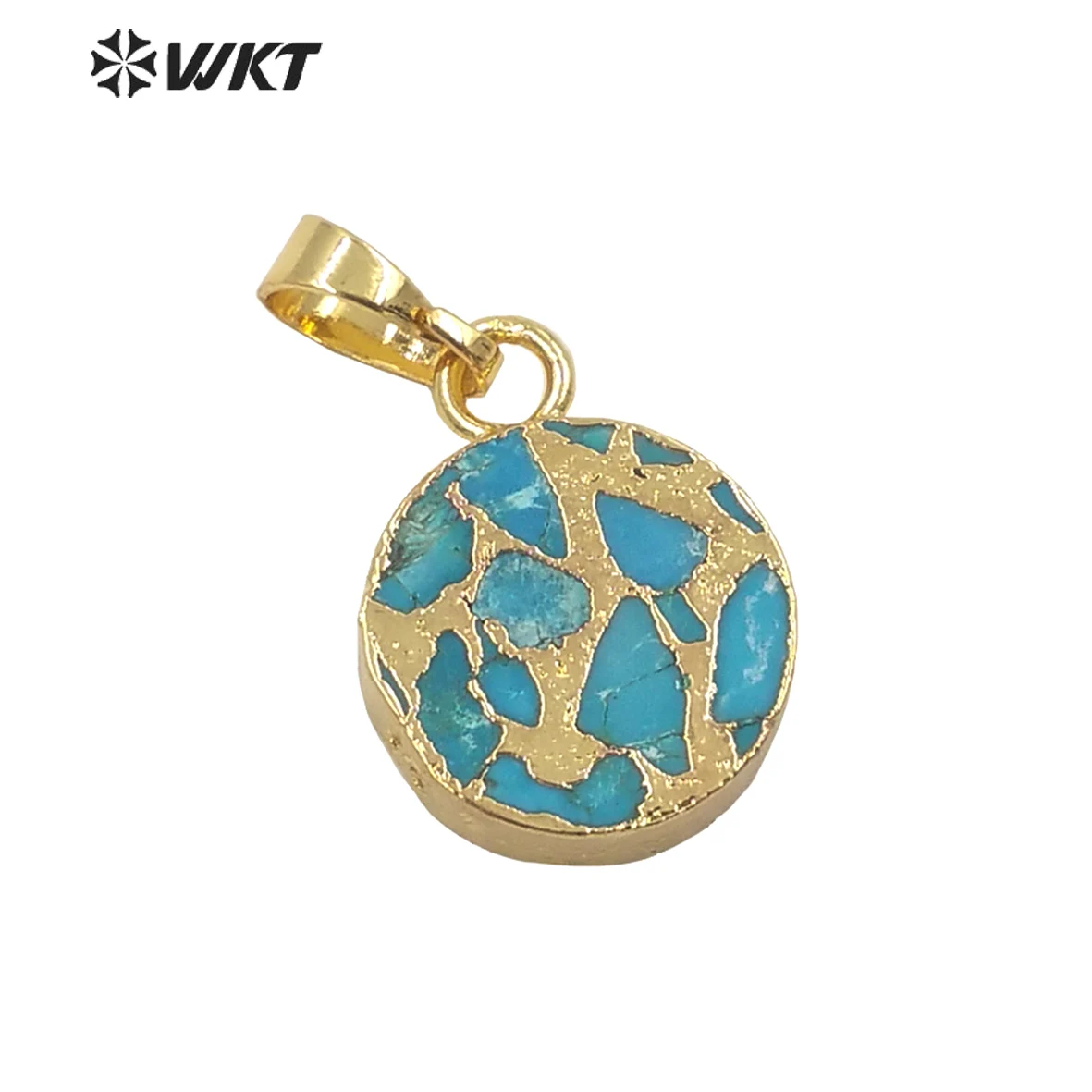 WT-P1699 Wholesale Fashion Gold Trim 15mm Round Stone Jewelry Pendant Natural Copper Turquoises For Necklace Design
WT-P1699 Wholesale Fashion Gold Trim 15mm Round Stone Jewelry Pendant Natural Copper Turquoises For Necklace Design