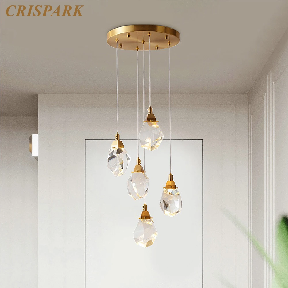Modern Diamond Crystal Pendant Light LED Luxury Ceiling Chandelier Crystal Hanging Light Fixture Island Lamp for Kitchen Stairs
Modern Diamond Crystal Pendant Light LED Luxury Ceiling Chandelier Crystal Hanging Light Fixture Island Lamp for Kitchen Stairs