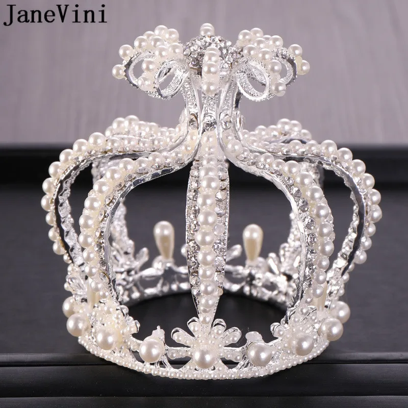 JaneVini Baroque Queen Pearls Wedding Crown Crystal Headpiece Women Hair Accessories Round Bridal Birthday Cake Decoration Crown
JaneVini Baroque Queen Pearls Wedding Crown Crystal Headpiece Women Hair Accessories Round Bridal Birthday Cake Decoration Crown