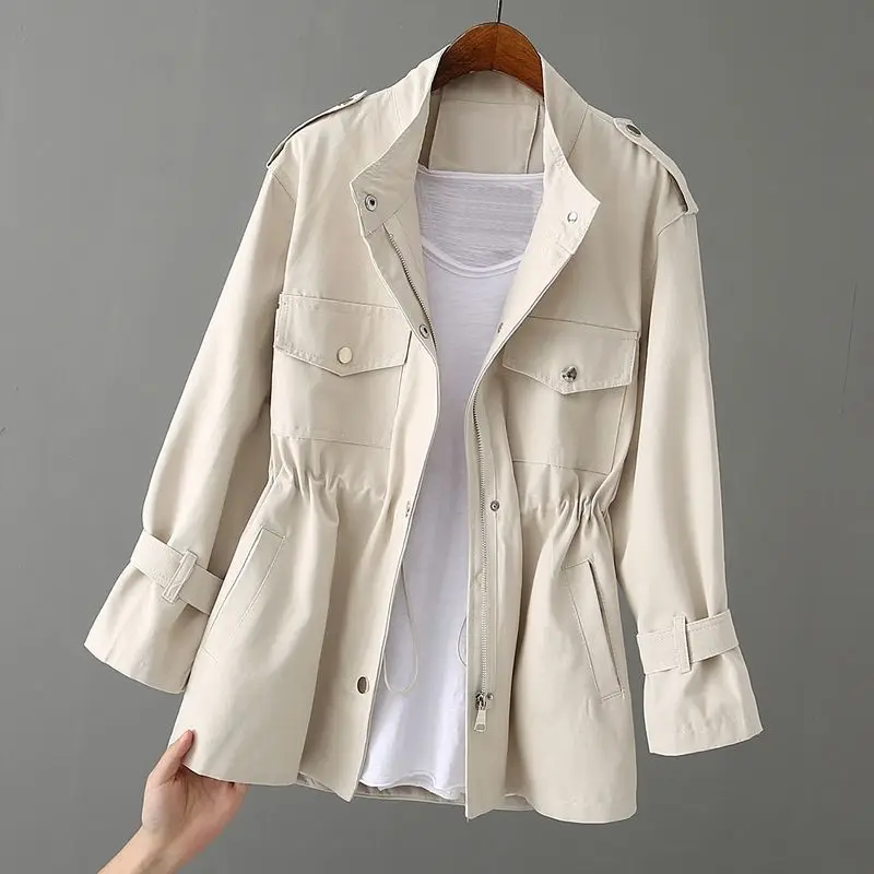 Women's Trench Coat Spring Autumn New Korean Stand-Collar Short Coat Loose Female Windbreaker Outerwear With Lining Q47
Women's Trench Coat Spring Autumn New Korean Stand-Collar Short Coat Loose Female Windbreaker Outerwear With Lining Q47