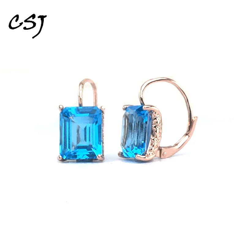 CSJ Elegant Natural Blue Topaz Earrings 925 Sterling Silver Fine Jewelry For Women Wedding Engagment Party For Gift
CSJ Elegant Natural Blue Topaz Earrings 925 Sterling Silver Fine Jewelry For Women Wedding Engagment Party For Gift