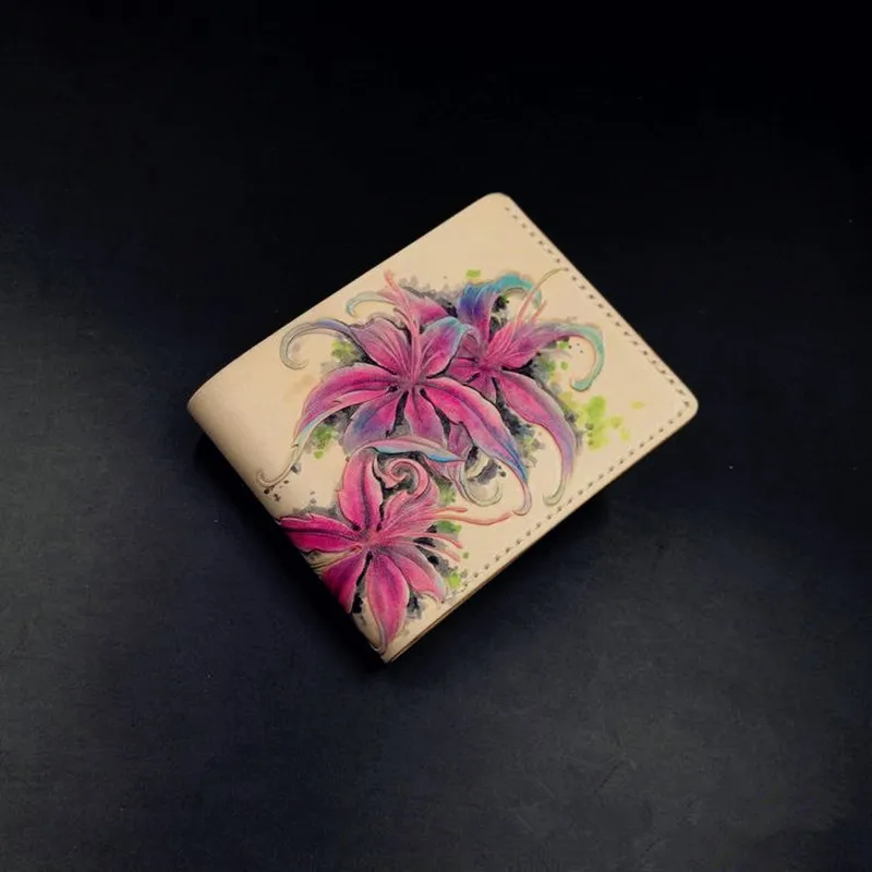 Hand-made Short Wallets Romantic Violet Flowers Purses Women Men Clutch Vegetable Tanned Leather Thin Cowhide Card Holder
Hand-made Short Wallets Romantic Violet Flowers Purses Women Men Clutch Vegetable Tanned Leather Thin Cowhide Card Holder