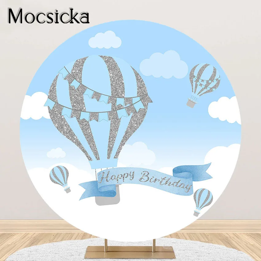 Mocsicka Hot Air Balloon Backdrop for Boy Blue Sky White Clouds Birthday Party Decorations Background Round Circle Elastic Cover
Mocsicka Hot Air Balloon Backdrop for Boy Blue Sky White Clouds Birthday Party Decorations Background Round Circle Elastic Cover