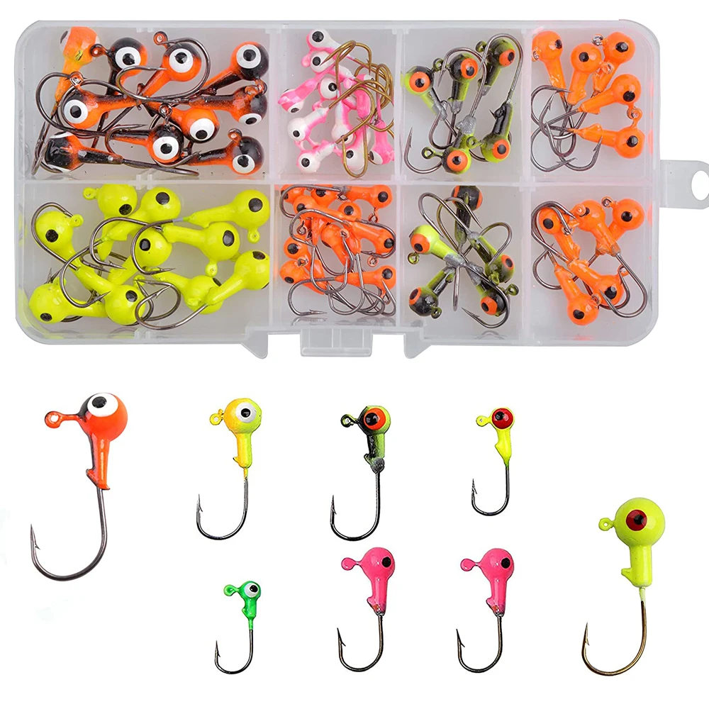 50pcs Lead Jighead Fishing Hooks 1/32-1/4OZ Multicolor 3D Fish Eyes High Carbon Steel Jig Heads Bait Fishhoos Set With Box
50pcs Lead Jighead Fishing Hooks 1/32-1/4OZ Multicolor 3D Fish Eyes High Carbon Steel Jig Heads Bait Fishhoos Set With Box
