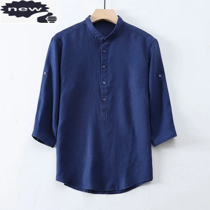 Summer Linen Harajuku Mens Shirts Button Turn-Down Collar Pullover Three Quarter Sleeve Solid Men Tops Casual Fashion Man Shirt
Summer Linen Harajuku Mens Shirts Button Turn-Down Collar Pullover Three Quarter Sleeve Solid Men Tops Casual Fashion Man Shirt