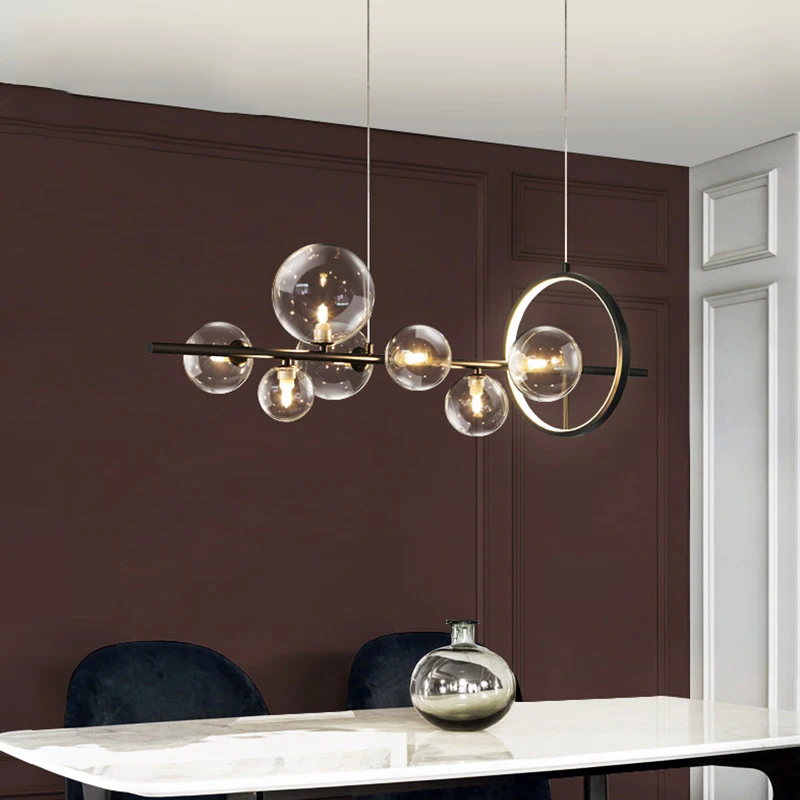 Nordic Black LED Chandelier Light 7/10 Glass Bubble Lampshade Dining room Cloth Store Hanging Chandelier Lighting G9 Bulb
Nordic Black LED Chandelier Light 7/10 Glass Bubble Lampshade Dining room Cloth Store Hanging Chandelier Lighting G9 Bulb