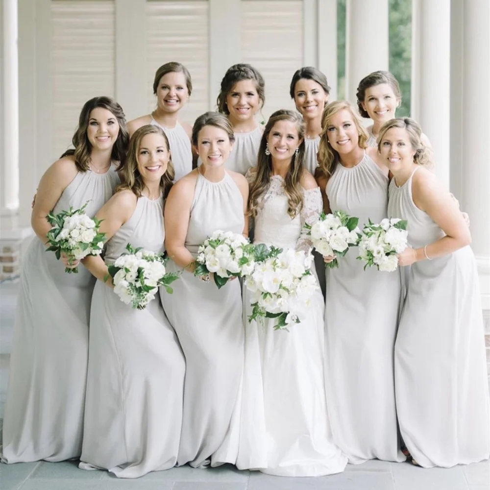 Graceful Formal Wedding Bridesmaid Dress Halter Sleeveless Floor Length Simple Long Evening Party Robe Gown Tailor-Made New
Graceful Formal Wedding Bridesmaid Dress Halter Sleeveless Floor Length Simple Long Evening Party Robe Gown Tailor-Made New