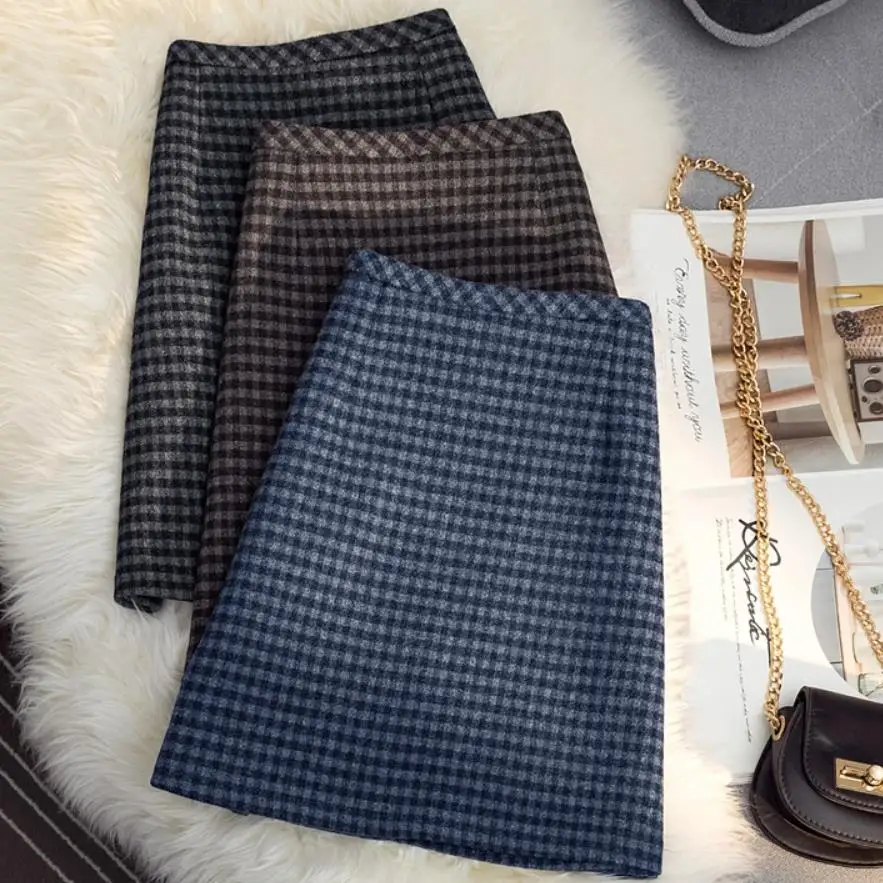 Vintage Plaid Woolen Mini Skirts Fashion Women High Waist A-line Skirts Autumn Winter
Vintage Plaid Woolen Mini Skirts Fashion Women High Waist A-line Skirts Autumn Winter