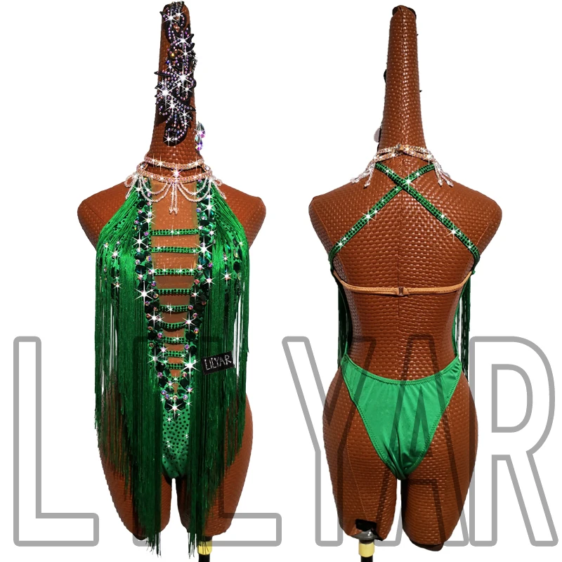 New Latin Dance Competition Show Adult Custom Green Tassels Sexy Open Back Waist Diamond Dance Dress
New Latin Dance Competition Show Adult Custom Green Tassels Sexy Open Back Waist Diamond Dance Dress