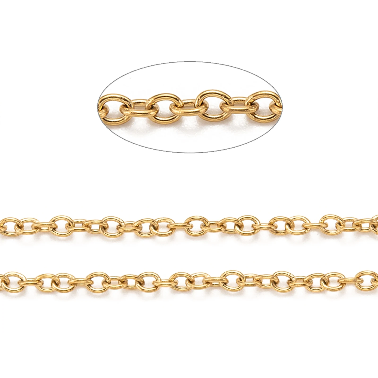 1M Gold Color 304 Stainless Steel Cable Chain 2mm Oval Link Chain for Necklace Bracelet DIY Jewelry Making Accessories
1M Gold Color 304 Stainless Steel Cable Chain 2mm Oval Link Chain for Necklace Bracelet DIY Jewelry Making Accessories