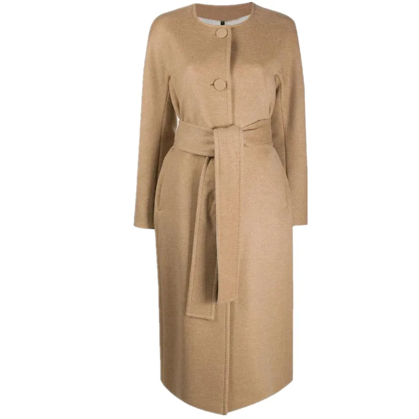 o-neck autumn winter cashmere coat women single breasted belted casual long wool blends overcoat
o-neck autumn winter cashmere coat women single breasted belted casual long wool blends overcoat