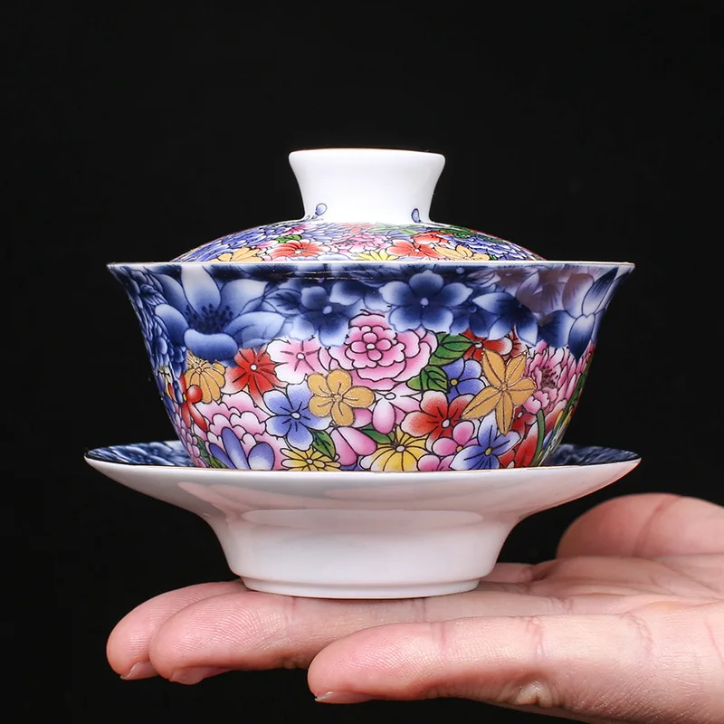 Enamel Color Wanhua Silver Cover Bowl 999 Pure Silver Gilded Kung Fu Tea Set Sancai Bowl Inlaid With Silver Liner Tea Cup Large
Enamel Color Wanhua Silver Cover Bowl 999 Pure Silver Gilded Kung Fu Tea Set Sancai Bowl Inlaid With Silver Liner Tea Cup Large