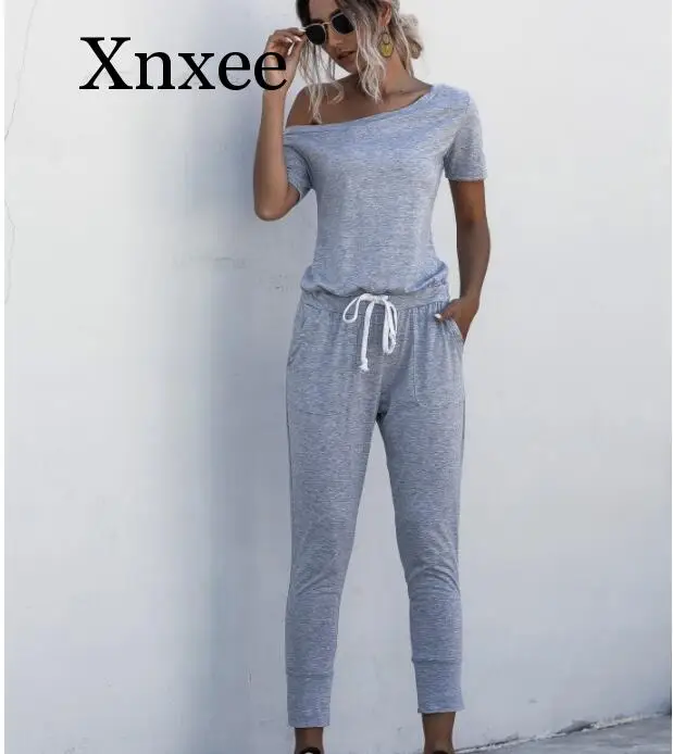 Summer One Shoulder Lace-up Pockets Long Pants Sexy Jumpsuit Women Short Sleeve Casual Outfit Streetwear Rompers Beach Overalls
Summer One Shoulder Lace-up Pockets Long Pants Sexy Jumpsuit Women Short Sleeve Casual Outfit Streetwear Rompers Beach Overalls