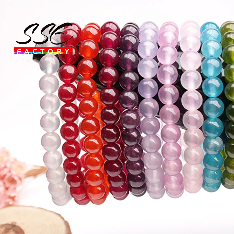 High Quality Blue Red Green Chalcedony Bracelets Color Jades Bangle Natural Stone Round Beads Elasticity Rope Men Women Bracelet
High Quality Blue Red Green Chalcedony Bracelets Color Jades Bangle Natural Stone Round Beads Elasticity Rope Men Women Bracelet