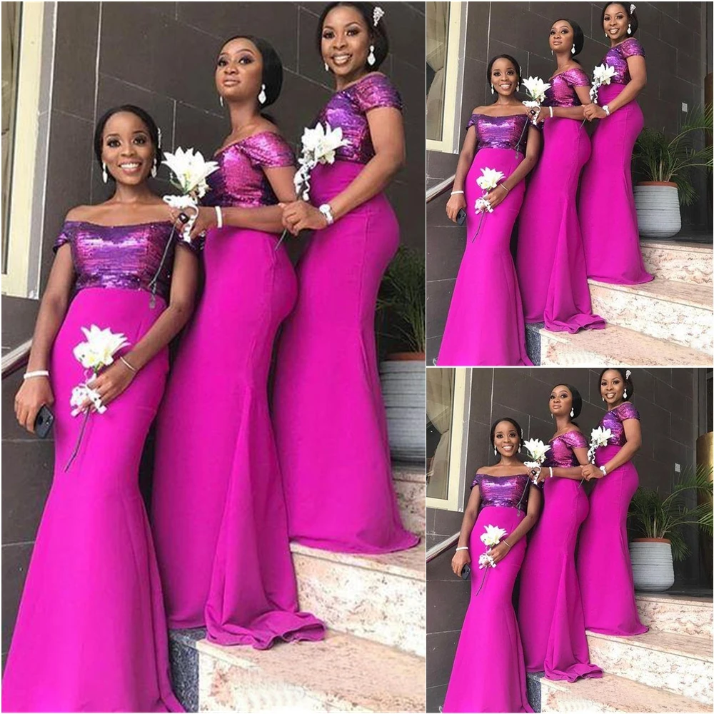 Sequined Formal Dresses Elastic Satin Prom Party Gown Floor-Length Evening Dress Mermaid Bateau Off-Shoulder Sleeveless Custom
Sequined Formal Dresses Elastic Satin Prom Party Gown Floor-Length Evening Dress Mermaid Bateau Off-Shoulder Sleeveless Custom