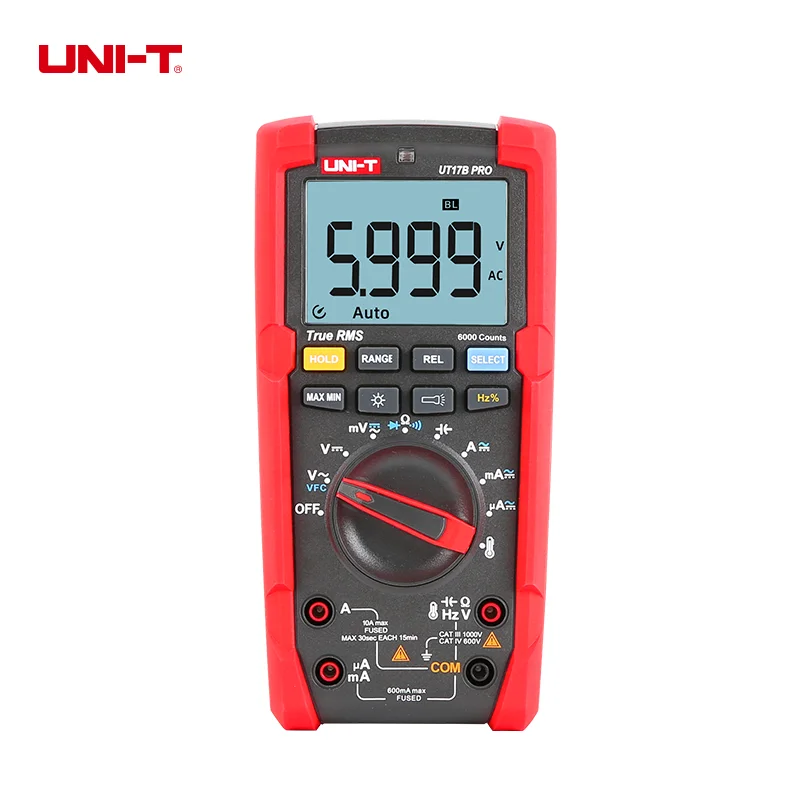 UNI-T UT15B PRO/UT17B PRO True RMS Digital Multimeter Tester Auto Range 6000 Display Digits Anti-burn VFC Hz Multimeter
UNI-T UT15B PRO/UT17B PRO True RMS Digital Multimeter Tester Auto Range 6000 Display Digits Anti-burn VFC Hz Multimeter