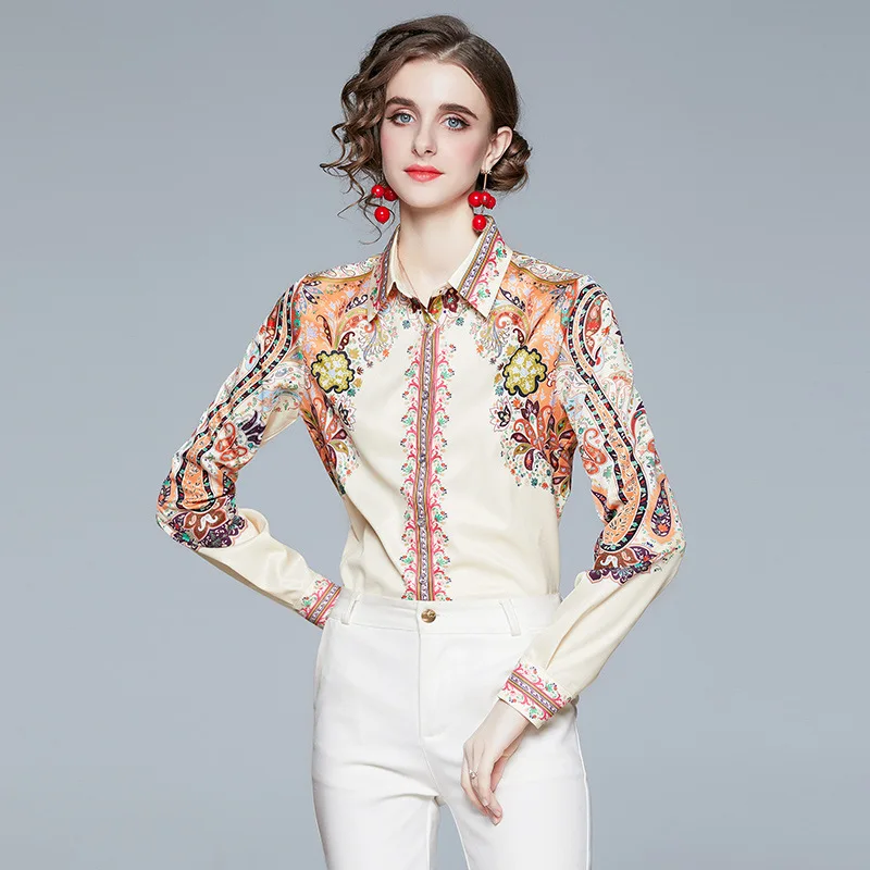 Women Satin Silk French Style Blouse Shirts Print Designer Luxury Blouses Lone Sleeve Formal Work Office Ladies Elegant Work Top
Women Satin Silk French Style Blouse Shirts Print Designer Luxury Blouses Lone Sleeve Formal Work Office Ladies Elegant Work Top