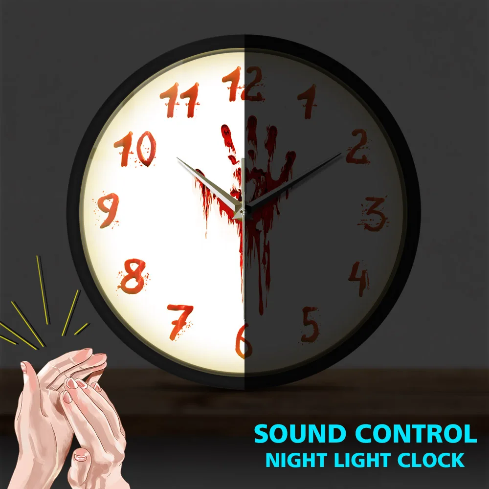 Horrifying Bloody Hand Horror Sound Activated Light Emitting Wall Clock Halloween Decor Slasher Scary Clock Evil Dead Night Lamp
Horrifying Bloody Hand Horror Sound Activated Light Emitting Wall Clock Halloween Decor Slasher Scary Clock Evil Dead Night Lamp