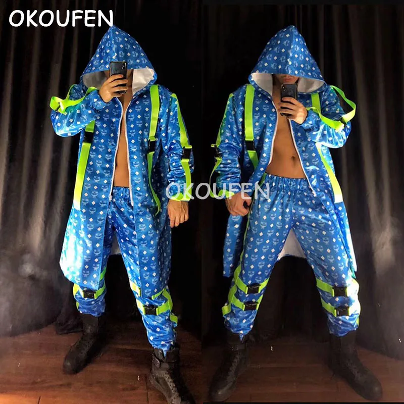 Bar nightclub men and women singer clothing tide brand hip hop night ds fluorescent ribbon long coat costume
Bar nightclub men and women singer clothing tide brand hip hop night ds fluorescent ribbon long coat costume