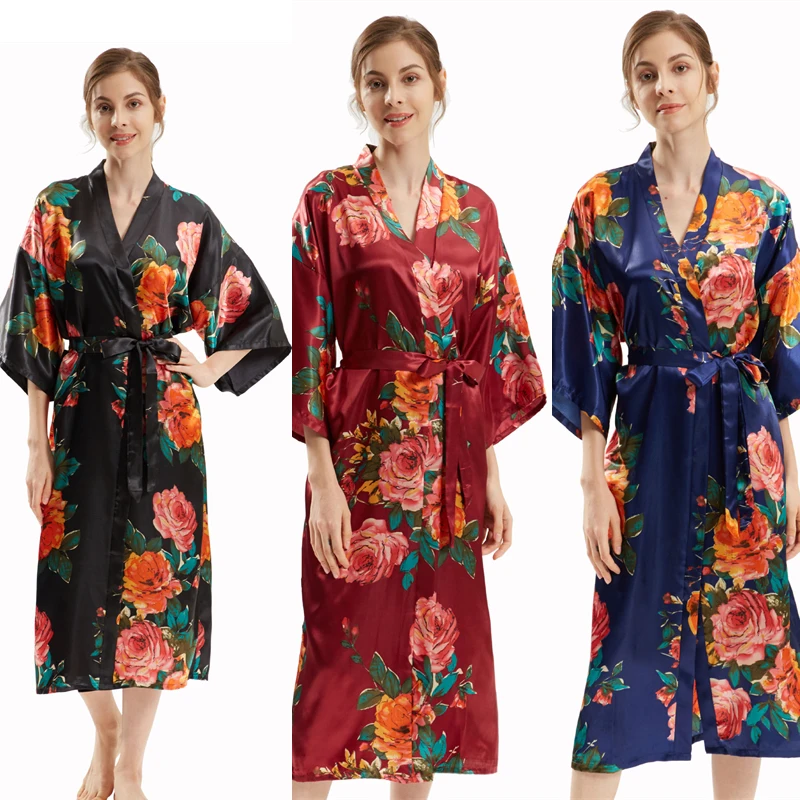Women Wedding Robe Kimono Nightgown Exquisite Print Flower Soft Satin Loose Casual Elegant Sleepwear Female Japanese Cardigan
Women Wedding Robe Kimono Nightgown Exquisite Print Flower Soft Satin Loose Casual Elegant Sleepwear Female Japanese Cardigan