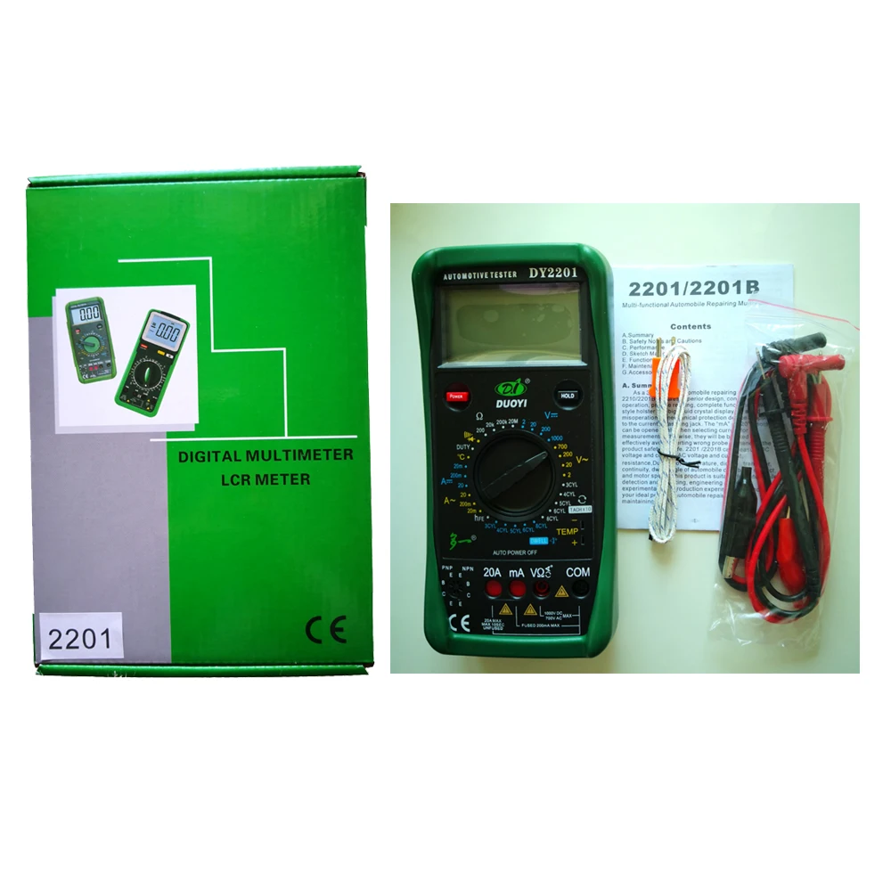 Acheheng DY2201 Digital Multimeter Automotive Auto Range Tester 500-10000 RPM Dwell Angle Temperature Meter Universal Multimetro
Acheheng DY2201 Digital Multimeter Automotive Auto Range Tester 500-10000 RPM Dwell Angle Temperature Meter Universal Multimetro