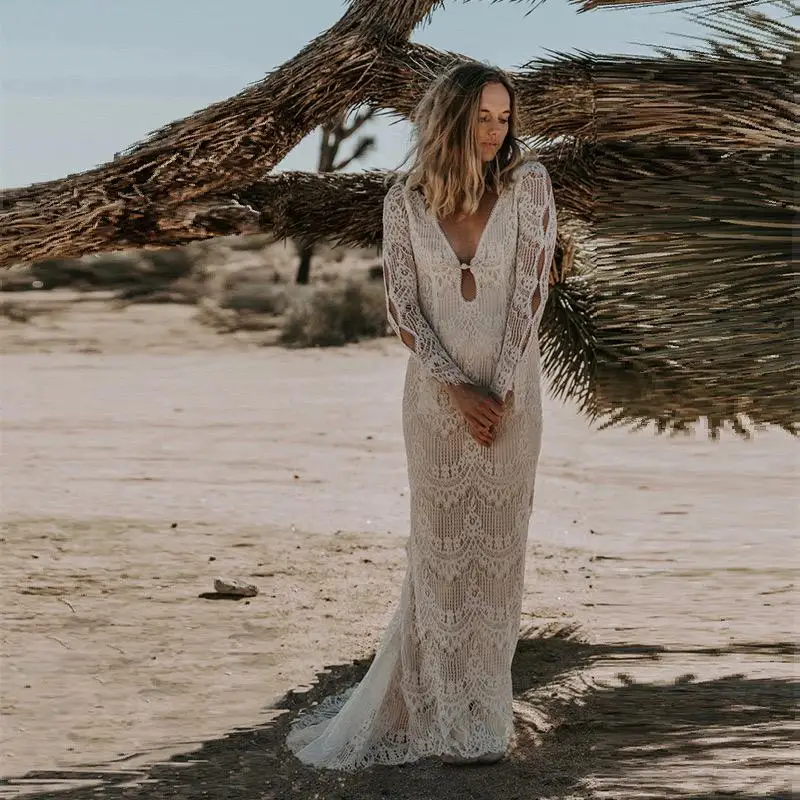 Boho Wedding Dresses Mermaid Bridal Dress Long Sleeve Backless Lace Beach Bride Gowns Plus Size Vestidos De Noiva
Boho Wedding Dresses Mermaid Bridal Dress Long Sleeve Backless Lace Beach Bride Gowns Plus Size Vestidos De Noiva