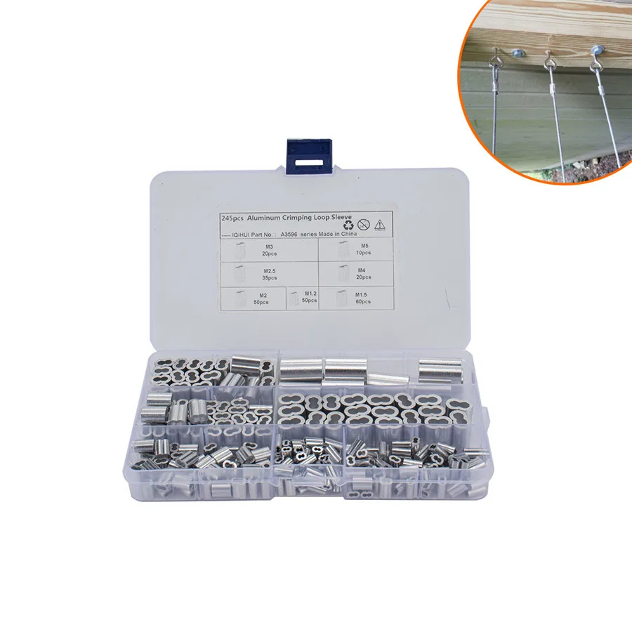 245 шт. M1.2/3/4/5 алюминиевый обжимной кольцевой рукав, алюминиевый комплект троса
245 шт. M1.2/3/4/5 алюминиевый обжимной кольцевой рукав, алюминиевый комплект троса