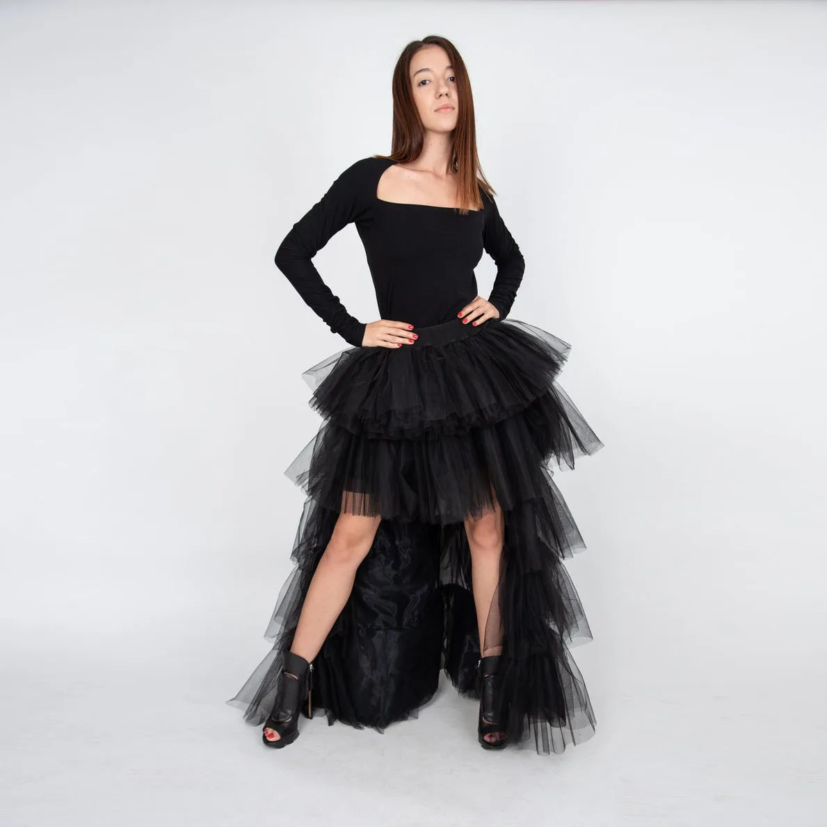Black Elegant Exquisite Women Skirt Tulle Ruffle Layered High Low Skirt Party Skirts Photography Prom Skirts Custom Made
Black Elegant Exquisite Women Skirt Tulle Ruffle Layered High Low Skirt Party Skirts Photography Prom Skirts Custom Made