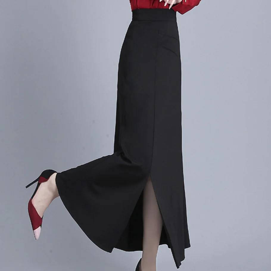 Spring autumn elastic cotton a-line skirt women high waist split package hip long skirt
Spring autumn elastic cotton a-line skirt women high waist split package hip long skirt