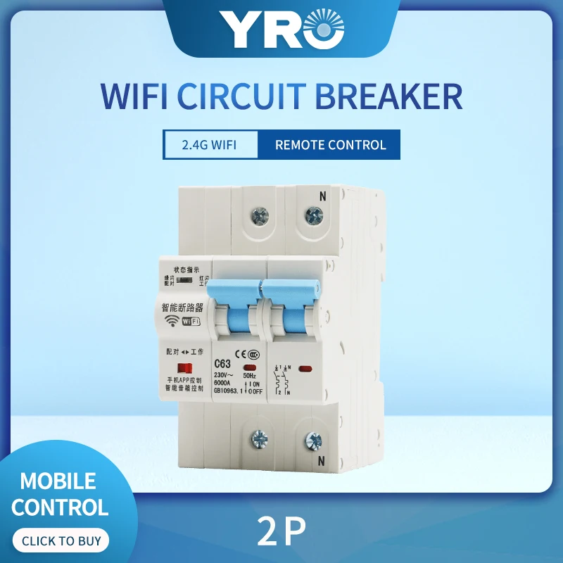 2P 230V 63A Remote Control WiFi Smart Circuit Breaker Electric Switch MCB For Tuya Smart Life APP Alexa Google Home
2P 230V 63A Remote Control WiFi Smart Circuit Breaker Electric Switch MCB For Tuya Smart Life APP Alexa Google Home