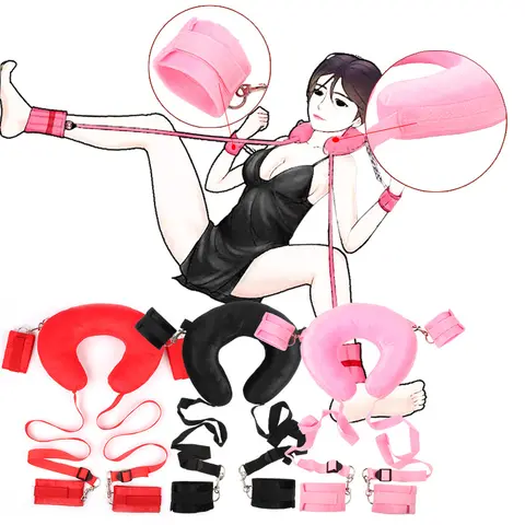 Bdsm Sex Speelgoed Nekkussen Open Been Handboeien & Voetboeien Volwassen Slave Sm Spel Fetish Bondage Kit Voor Koppels Vrouwen rollenspel
