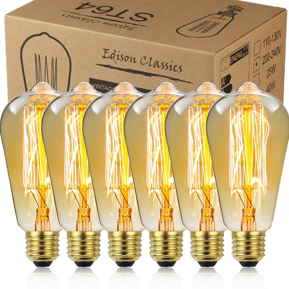 TIANFAN 6-Pack лампы Эдисона ST64 винтажная светильник ПА 40W 60W декоративсветильник ПА 110V 220V
TIANFAN 6-Pack лампы Эдисона ST64 винтажная светильник ПА 40W 60W декоративсветильник ПА 110V 220V