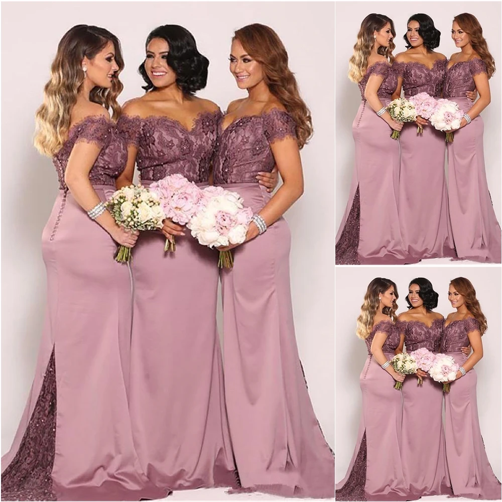 Mermaid Gown Elastic Satin Sweetheart Off-Shoulder Prom Party Gown Applique Bridesmaid Dresses Lace Dress
Mermaid Gown Elastic Satin Sweetheart Off-Shoulder Prom Party Gown Applique Bridesmaid Dresses Lace Dress