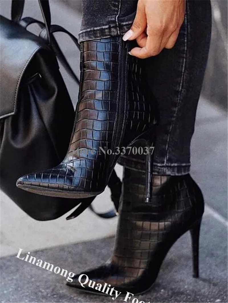 Linamong New Fashion Black Pattern Leather Stiletto Heel Short Boots Pointed Toe High Heel Ankle Booties Formal Dress Shoes
Linamong New Fashion Black Pattern Leather Stiletto Heel Short Boots Pointed Toe High Heel Ankle Booties Formal Dress Shoes